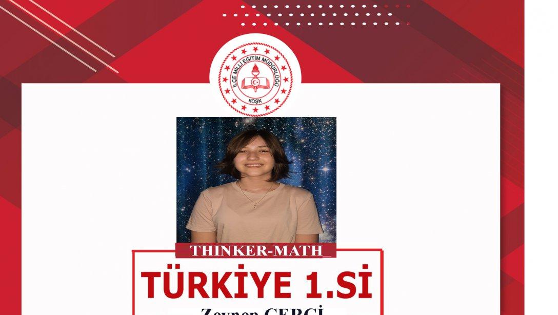 Matematiksel Düşünme Beceri Yeterlilik Sınavı'nda 100. Yıl Atatürk Ortaokulu öğrencimiz Zeynep ÇERÇİ Türkiye birincisi oldu